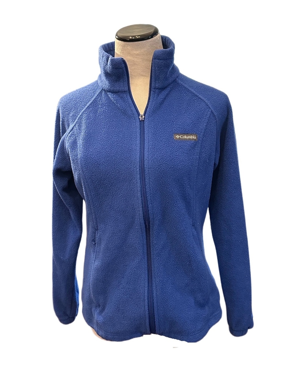Columbia Fleece Jacket Women’s Blue Full Zip Mock Neck Sz M